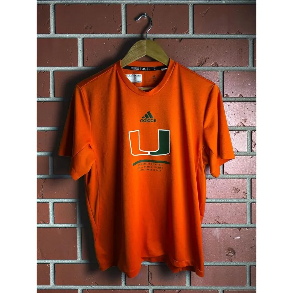 Adidas Miami Hurricanes Primeblue HEAT.RDY Orange Performance Shirt Men's L